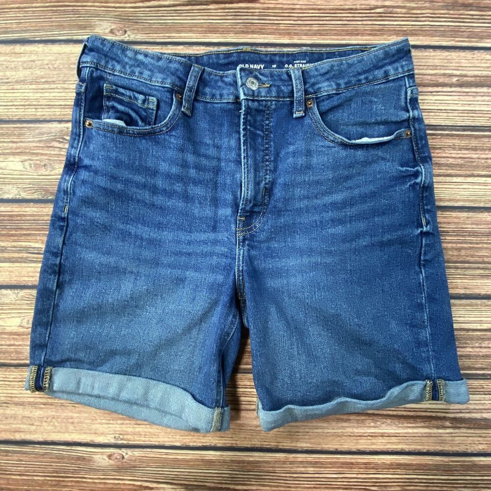 Old Navy Womens Shorts Sz 10 High Rise Cuffed OG Straight Secret Smooth Pockets